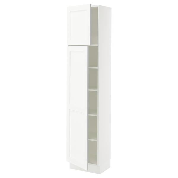 SEKTION Gabinete alto 2 puertas c/estantes, blanco Enköping/blanco efecto madera, 46x37x203 cm