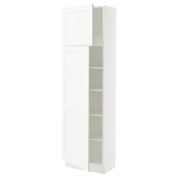 SEKTION Gabinete alto 2 puertas c/estantes, blanco Enköping/blanco efecto madera, 61x37x203 cm