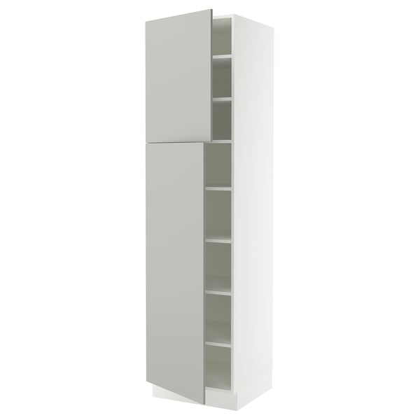 SEKTION Gabinete alto 2 puertas c/estantes, blanco/Havstorp gris claro, 61x61x229 cm