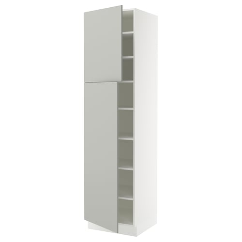 SEKTION Gabinete alto 2 puertas c/estantes, blanco/Havstorp gris claro, 61x61x229 cm