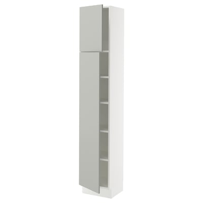 SEKTION Gabinete alto 2 puertas c/estantes, blanco/Havstorp gris claro, 38x37x203 cm