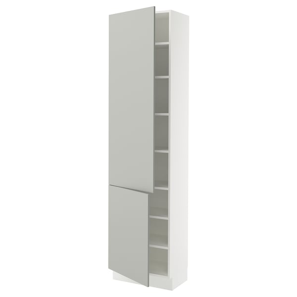 SEKTION Gabinete alto 2 puertas c/estantes, blanco/Havstorp gris claro, 61x37x229 cm