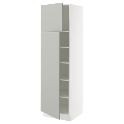 SEKTION Gabinete alto 2 puertas c/estantes, blanco/Havstorp gris claro, 61x61x203 cm