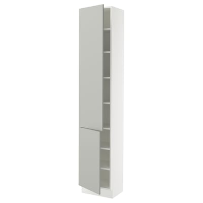SEKTION Gabinete alto 2 puertas c/estantes, blanco/Havstorp gris claro, 46x37x229 cm