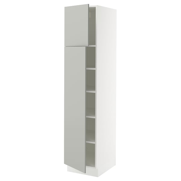 SEKTION Gabinete alto 2 puertas c/estantes, blanco/Havstorp gris claro, 46x61x203 cm