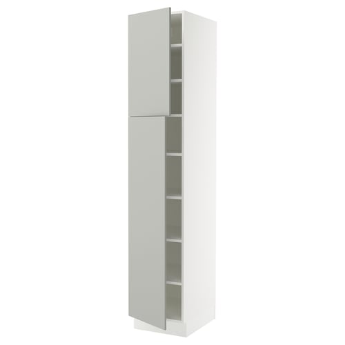 SEKTION Gabinete alto 2 puertas c/estantes, blanco/Havstorp gris claro, 46x61x229 cm