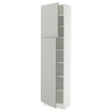 SEKTION Gabinete alto 2 puertas c/estantes, blanco/Havstorp gris claro, 61x37x229 cm