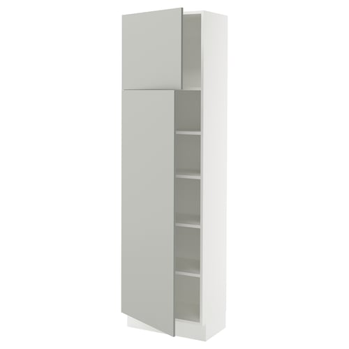 SEKTION Gabinete alto 2 puertas c/estantes, blanco/Havstorp gris claro, 61x37x203 cm