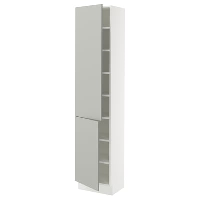 SEKTION Gabinete alto 2 puertas c/estantes, blanco/Havstorp gris claro, 46x37x203 cm