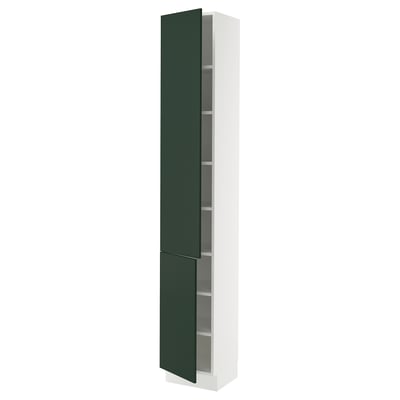SEKTION Gabinete alto 2 puertas c/estantes, blanco/Havstorp Verde oscuro, 38x37x229 cm