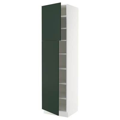 SEKTION Gabinete alto 2 puertas c/estantes, blanco/Havstorp Verde oscuro, 61x61x229 cm