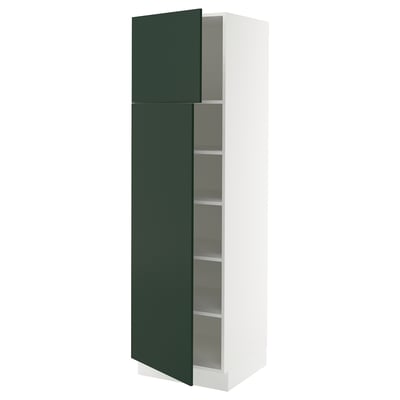 SEKTION Gabinete alto 2 puertas c/estantes, blanco/Havstorp Verde oscuro, 61x61x203 cm