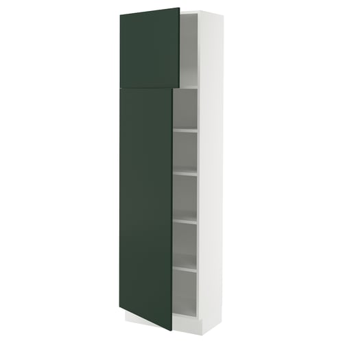 SEKTION Gabinete alto 2 puertas c/estantes, blanco/Havstorp Verde oscuro, 61x37x203 cm