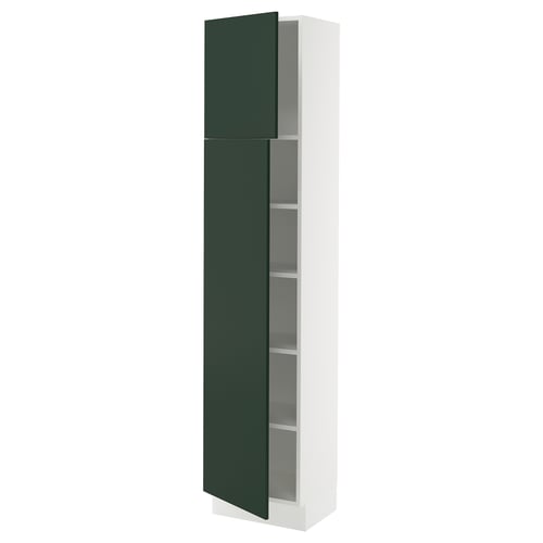 SEKTION Gabinete alto 2 puertas c/estantes, blanco/Havstorp Verde oscuro, 46x37x203 cm