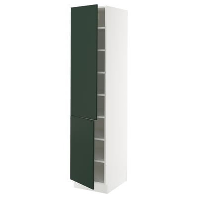 SEKTION Gabinete alto 2 puertas c/estantes, blanco/Havstorp Verde oscuro, 46x61x203 cm