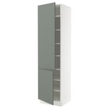 SEKTION Gabinete alto 2 puertas c/estantes, blanco/Nickebo Verde grisáceo mate, 61x61x229 cm