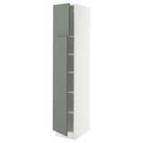 SEKTION Gabinete alto 2 puertas c/estantes, blanco/Nickebo Verde grisáceo mate, 38x61x203 cm