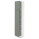 SEKTION Gabinete alto 2 puertas c/estantes, blanco/Nickebo Verde grisáceo mate, 46x37x203 cm