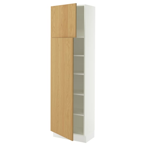 SEKTION Gabinete alto 2 puertas c/estantes, blanco/Sinarp chapa roble, 61x37x203 cm
