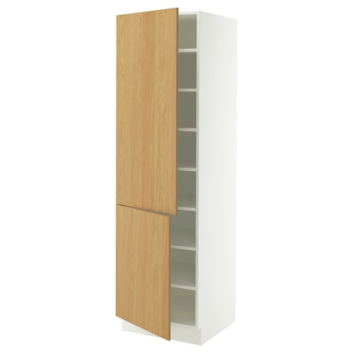 SEKTION Gabinete alto 2 puertas c/estantes, blanco/Sinarp chapa roble, 61x61x203 cm