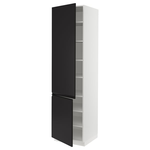 SEKTION Gabinete alto 2 puertas c/estantes, blanco/Upplöv Carbón mate, 61x61x229 cm