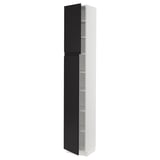 SEKTION Gabinete alto 2 puertas c/estantes, blanco/Upplöv Carbón mate, 38x37x229 cm