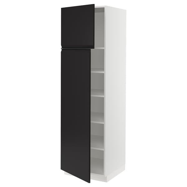 SEKTION Gabinete alto 2 puertas c/estantes, blanco/Upplöv Carbón mate, 61x61x203 cm