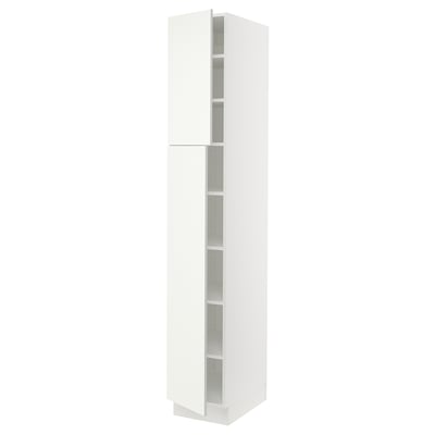 SEKTION Gabinete alto 2 puertas c/estantes, blanco/Vallstena blanco, 38x61x229 cm