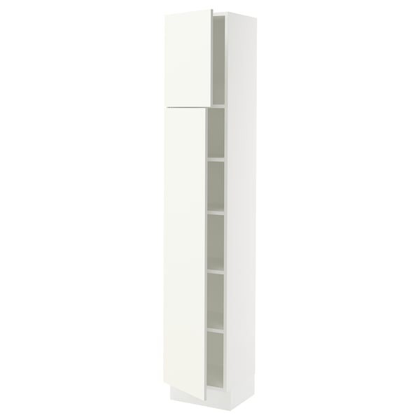 SEKTION Gabinete alto 2 puertas c/estantes, blanco/Vallstena blanco, 38x37x203 cm