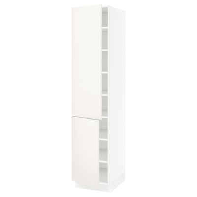 SEKTION Gabinete alto 2 puertas c/estantes, blanco/Veddinge blanco, 46x61x203 cm