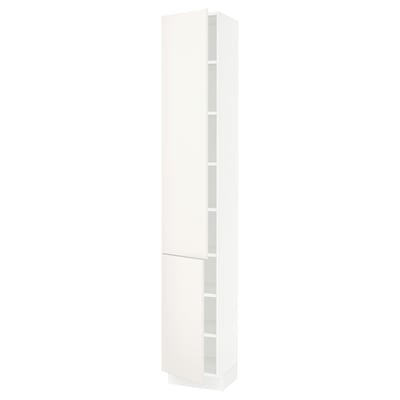 SEKTION Gabinete alto 2 puertas c/estantes, blanco/Veddinge blanco, 38x37x229 cm