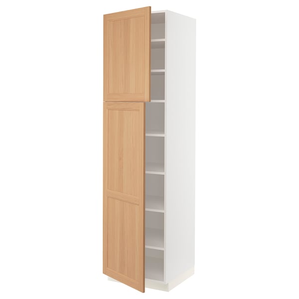 SEKTION Gabinete alto 2 puertas c/estantes, blanco/Vedhamn roble, 61x61x229 cm
