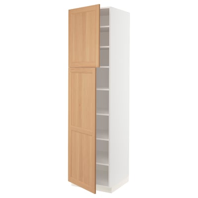 SEKTION Gabinete alto 2 puertas c/estantes, blanco/Vedhamn roble, 61x61x229 cm