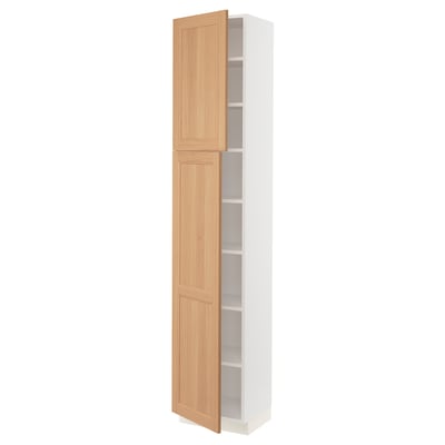 SEKTION Gabinete alto 2 puertas c/estantes, blanco/Vedhamn roble, 46x37x229 cm