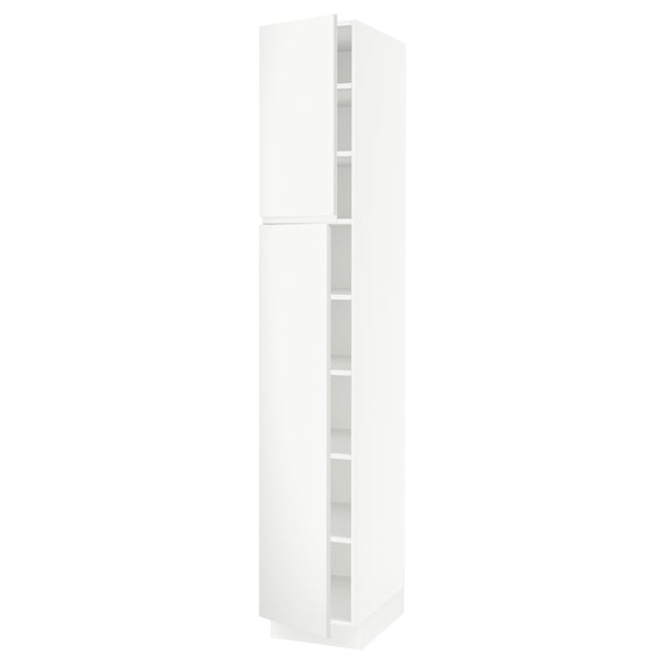 SEKTION Gabinete alto 2 puertas c/estantes, blanco/Voxtorp blanco mate, 38x61x229 cm
