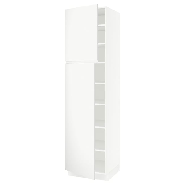 SEKTION Gabinete alto 2 puertas c/estantes, blanco/Voxtorp blanco mate, 61x61x229 cm