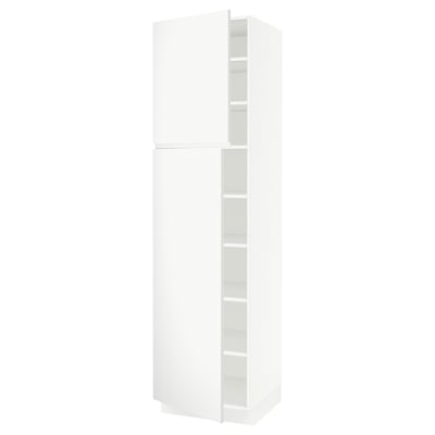 SEKTION Gabinete alto 2 puertas c/estantes, blanco/Voxtorp blanco mate, 61x61x229 cm