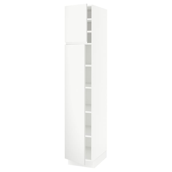 SEKTION Gabinete alto 2 puertas c/estantes, blanco/Voxtorp blanco mate, 38x61x203 cm