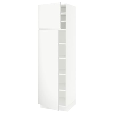 SEKTION Gabinete alto 2 puertas c/estantes, blanco/Voxtorp blanco mate, 61x61x203 cm