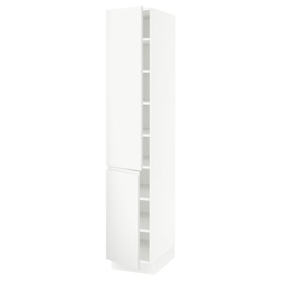 SEKTION Gabinete alto 2 puertas c/estantes, blanco/Voxtorp blanco mate, 38x61x203 cm