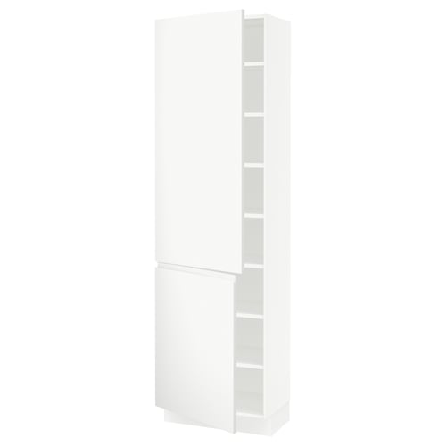 SEKTION Gabinete alto 2 puertas c/estantes, blanco/Voxtorp blanco mate, 61x37x203 cm