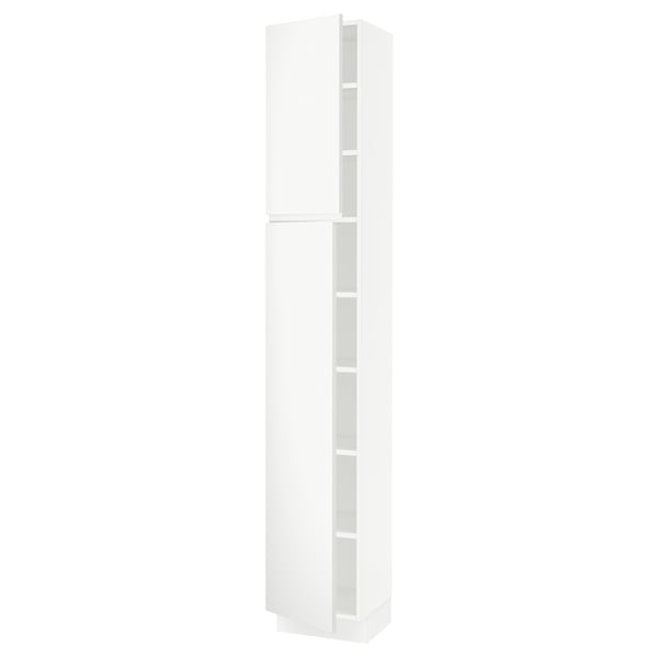 SEKTION Gabinete alto 2 puertas c/estantes, blanco/Voxtorp blanco mate, 38x37x229 cm