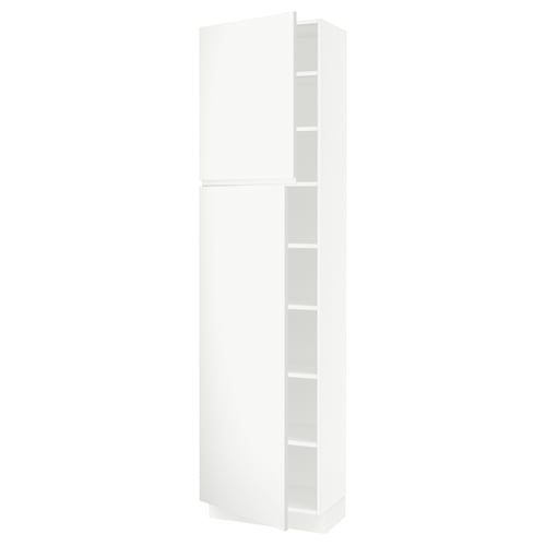 SEKTION Gabinete alto 2 puertas c/estantes, blanco/Voxtorp blanco mate, 61x37x229 cm