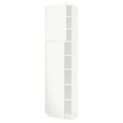 SEKTION Gabinete alto 2 puertas c/estantes, blanco/Voxtorp blanco mate, 61x37x229 cm