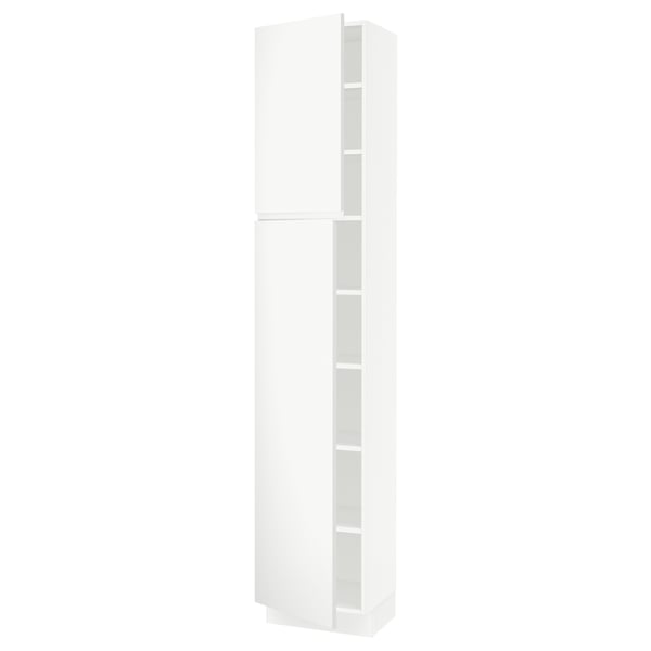 SEKTION Gabinete alto 2 puertas c/estantes, blanco/Voxtorp blanco mate, 46x37x229 cm