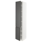 SEKTION Gabinete alto 2 puertas c/estantes, blanco/Voxtorp gris oscuro, 46x61x229 cm