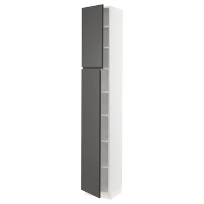 SEKTION Gabinete alto 2 puertas c/estantes, blanco/Voxtorp gris oscuro, 38x37x229 cm