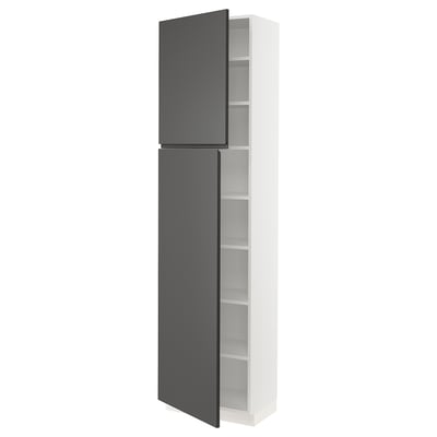 SEKTION Gabinete alto 2 puertas c/estantes, blanco/Voxtorp gris oscuro, 61x37x229 cm