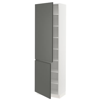 SEKTION Gabinete alto 2 puertas c/estantes, blanco/Voxtorp gris oscuro, 61x37x203 cm