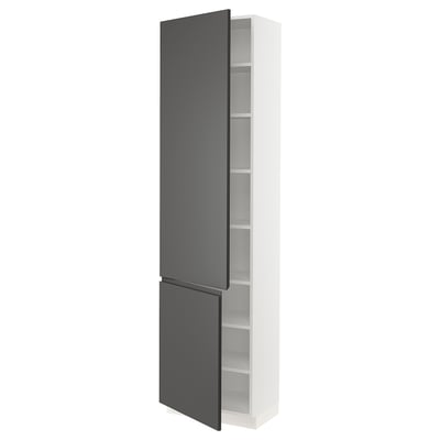 SEKTION Gabinete alto 2 puertas c/estantes, blanco/Voxtorp gris oscuro, 61x37x229 cm